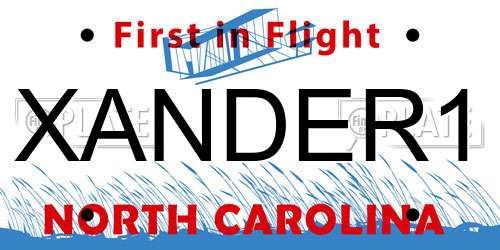 XANDER1 North Carolina License Plate