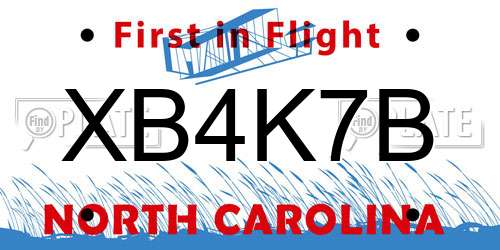 XB4K7B North Carolina License Plate