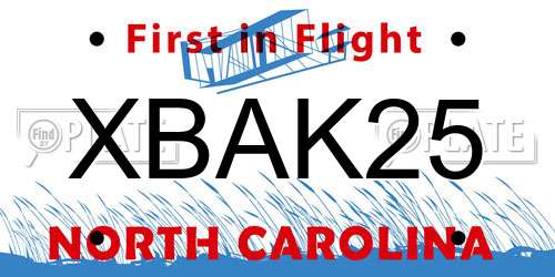 XBAK25 North Carolina License Plate