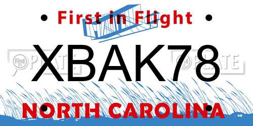 XBAK78 North Carolina License Plate