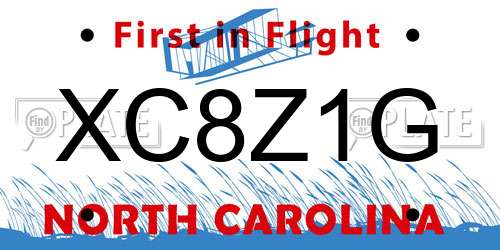 XC8Z1G North Carolina License Plate