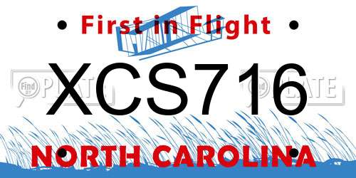 XCS716 North Carolina License Plate