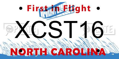 XCST16 North Carolina License Plate