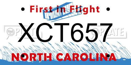 XCT657 North Carolina License Plate