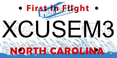 XCUSEM3 North Carolina License Plate