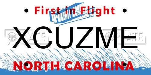 XCUZME North Carolina License Plate