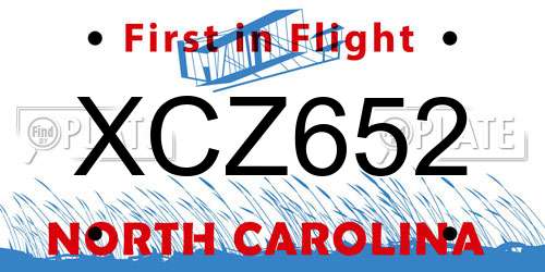 XCZ652 North Carolina License Plate