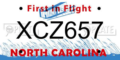 XCZ657 North Carolina License Plate