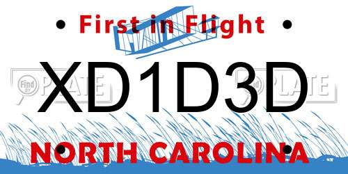 XD1D3D North Carolina License Plate