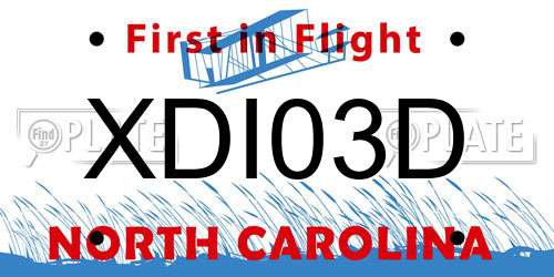 XDI03D North Carolina License Plate