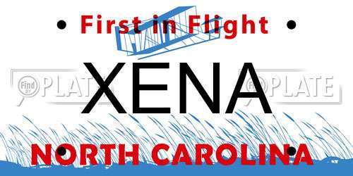 XENA North Carolina License Plate