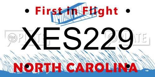 XES229 North Carolina License Plate