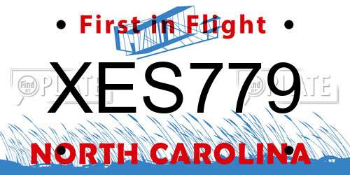 XES779 North Carolina License Plate