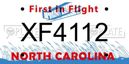 XF4112 North Carolina License Plate
