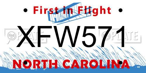 XFW571 North Carolina License Plate