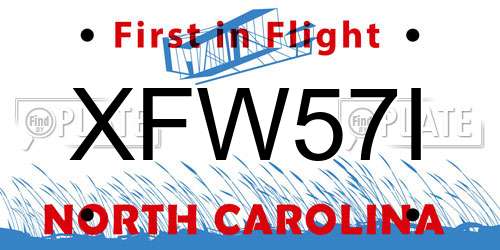 XFW57I North Carolina License Plate