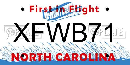XFWB71 North Carolina License Plate