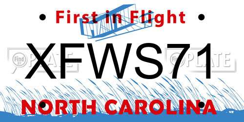 XFWS71 North Carolina License Plate