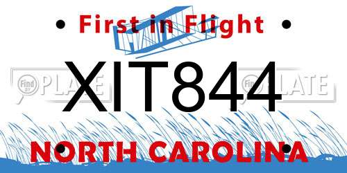 XIT844 North Carolina License Plate