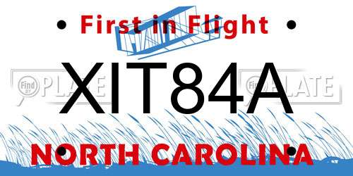 XIT84A North Carolina License Plate