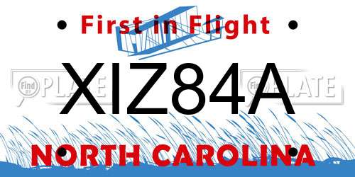 XIZ84A North Carolina License Plate