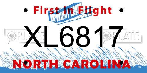 XL6817 North Carolina License Plate