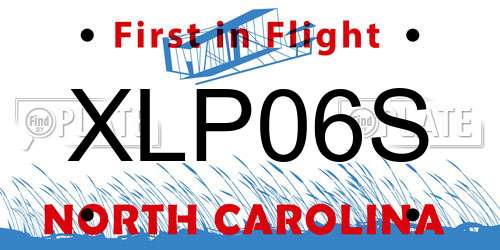 XLP06S North Carolina License Plate