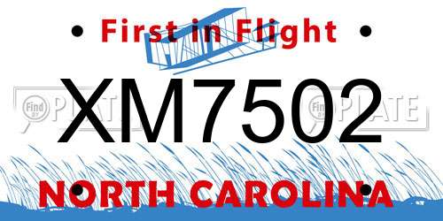 XM7502 North Carolina License Plate