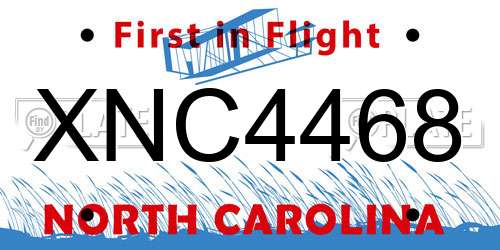 XNC4468 North Carolina License Plate