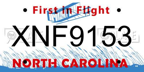 XNF9153 North Carolina License Plate