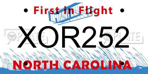 XOR252 North Carolina License Plate