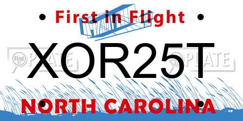 XOR25T North Carolina License Plate