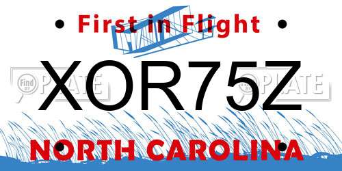 XOR75Z North Carolina License Plate