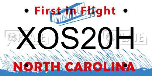 XOS20H North Carolina License Plate