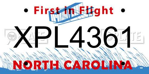 XPL4361 North Carolina License Plate