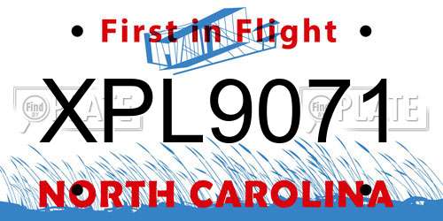 XPL9071 North Carolina License Plate