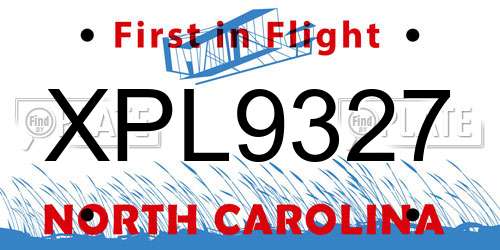 XPL9327 North Carolina License Plate