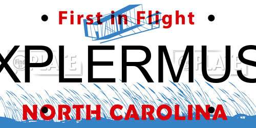 XPLERMUS North Carolina License Plate
