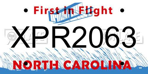 XPR2063 North Carolina License Plate