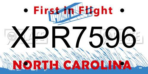 XPR7596 North Carolina License Plate