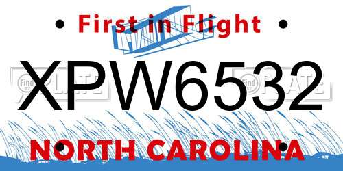 XPW6532 North Carolina License Plate
