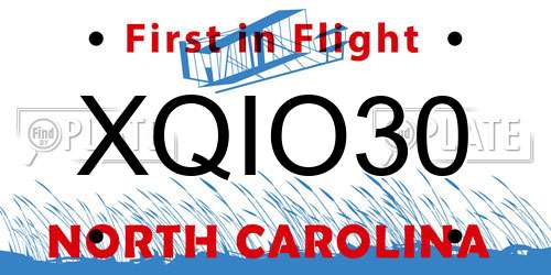 XQIO30 North Carolina License Plate
