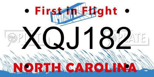 XQJ182 North Carolina License Plate