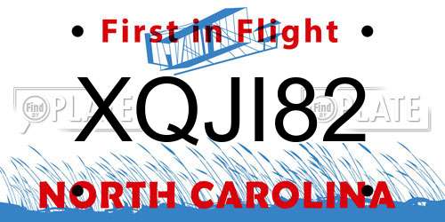 XQJI82 North Carolina License Plate