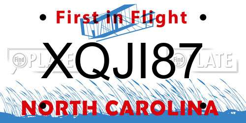 XQJI87 North Carolina License Plate