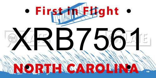 XRB7561 North Carolina License Plate
