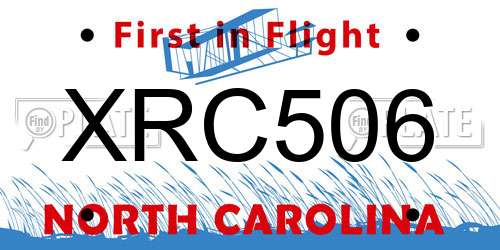 XRC506 North Carolina License Plate