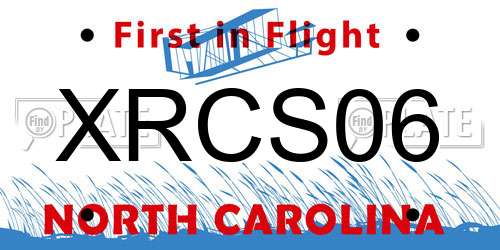 XRCS06 North Carolina License Plate