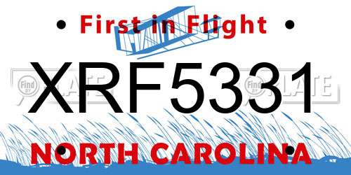 XRF5331 North Carolina License Plate