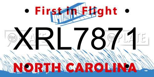 XRL7871 North Carolina License Plate